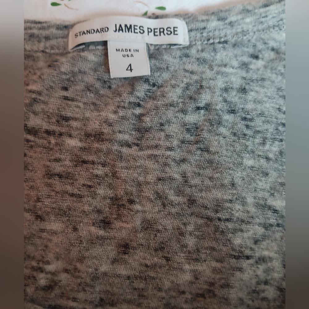 James Perse Gray Colorblock Long Sleeve Top Size 4 - Picture 4 of 4